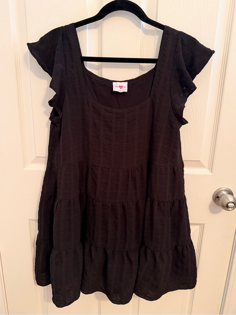Buddy Love Black Tiered Flutter-Sleeve Dress